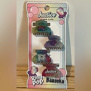 PICK 3/$12.00. Justice Glittery Hair Clips Set with Ring Pop Design